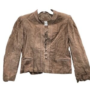 Vintage Lesoleil Suede Jacket Women's 13/14 Boho Y2k 70's Moto Chic Office 90's